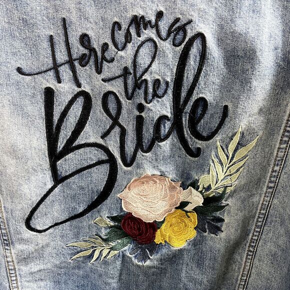 ThreeTwoOne Denim Bride Jacket Size XL Here Comes the Bride - Picture 3 of 6